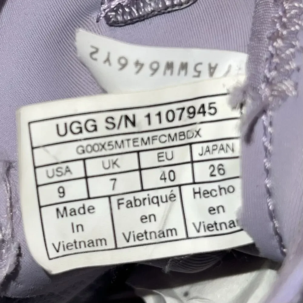 UGG LA Cloud Lace Women’s 9 Stormy Grey Suede Chunky Sneakers Purple Lavander